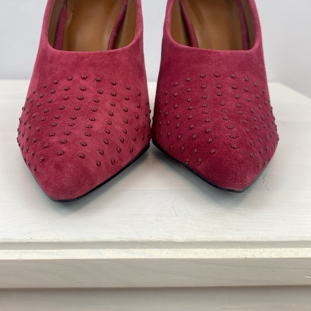 NWOT Halston Raspberry Suede Laurel Heels with Pointed Toe - Picture 5 of 11